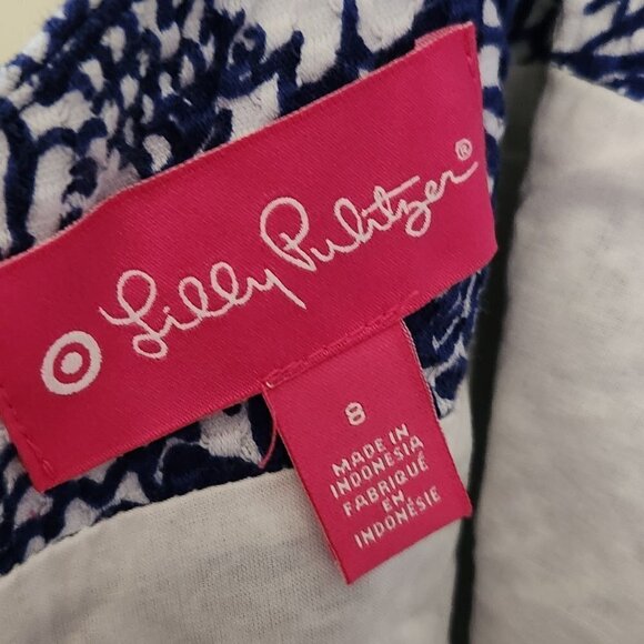 Lilly Pulitzer X Target Upstream Blue Fish Print Sleeveless Shift Dress Size 8 - Picture 9 of 10